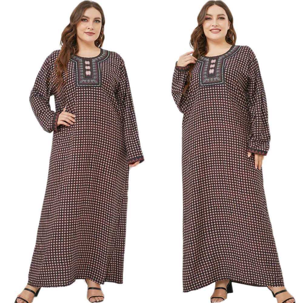 

Vintage Embroidery Muslim Women Long Dress Kaftan Loose Casual Arabic Abaya Islamic Ramadan Turkish Maxi Robe Gown Middle East