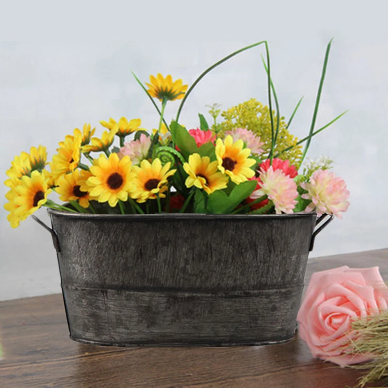 Винтажный цветочный горшок ведро для домашнего интерьера офисный стол отеля