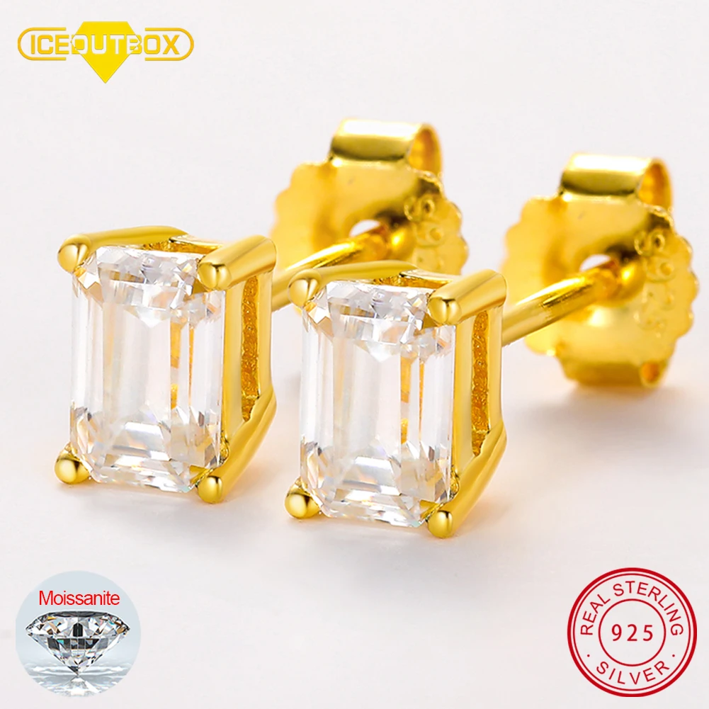 

Серьги-гвоздики из серебра 100% пробы с муассанитом 925 карат, 2 шт.