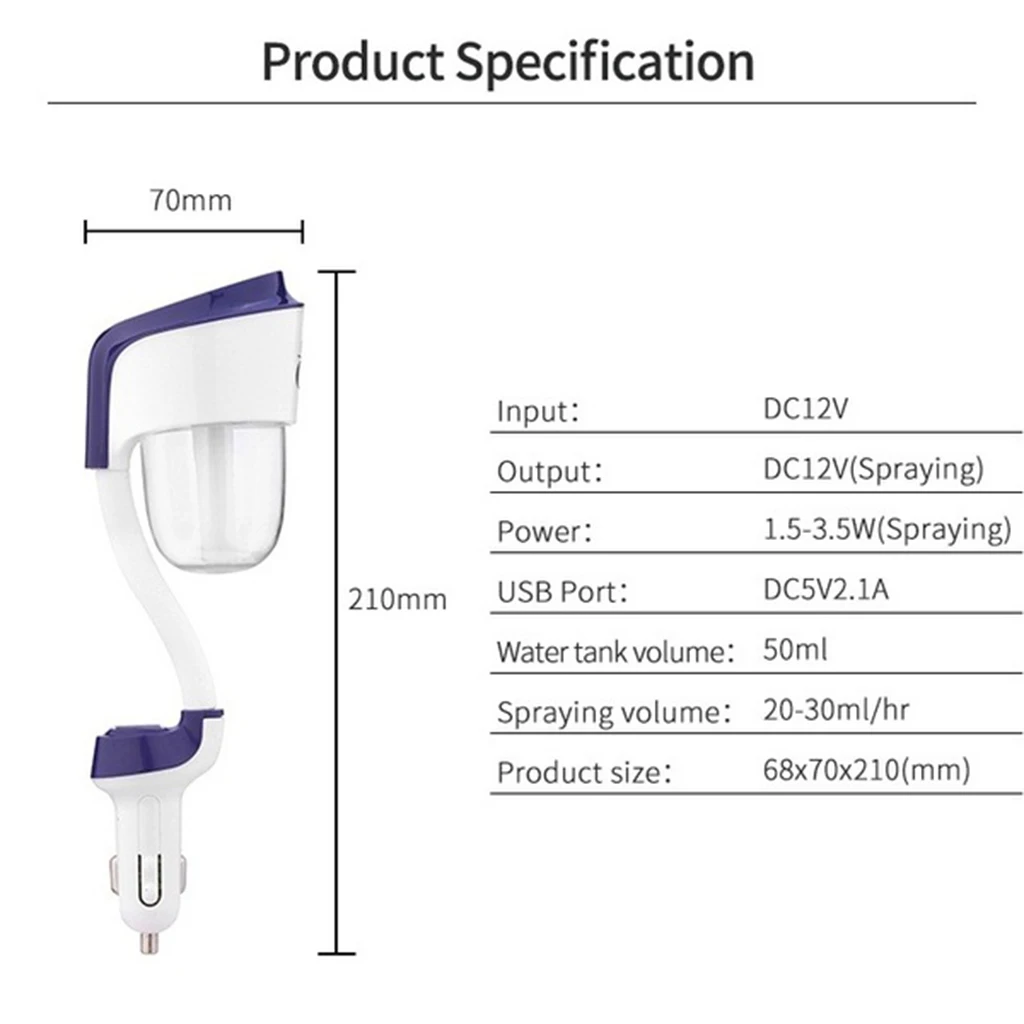 50 мл портативный автомобильный арома-диффузор увлажнитель ароматерапия