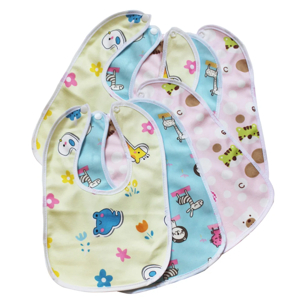 

6pcs Waterproof Baby Bib Creative Baby Towel Infant Eating Bibs Cotton Saliva Towel (Assorted Color)