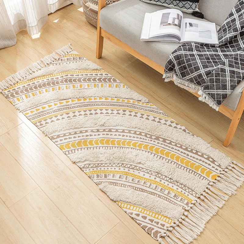 

Design Tufting Carpet 60x90cm Non-slip Floor Mat Macrame Design Livingroom Area Rugs Doormat Bedroom Morocco Tufted Carpet