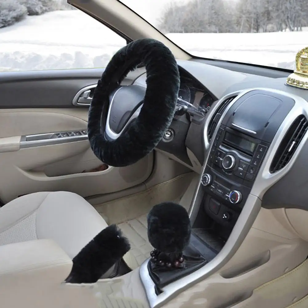 3 шт./компл. нескользящий чехол из искусственной шерсти для руля универсальный