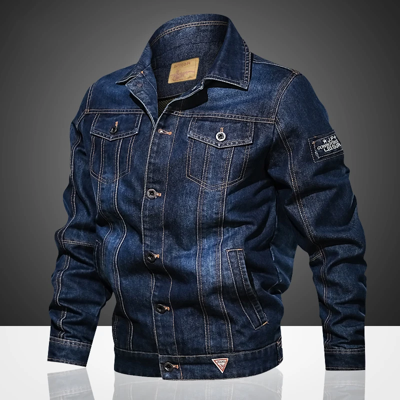 

Denim Jacket Men Spring Autumn Jacket Men Cotton Male Suit Blazers Denim Coat Jeans Overcoat Jaqueta Masculina Multi Pockets