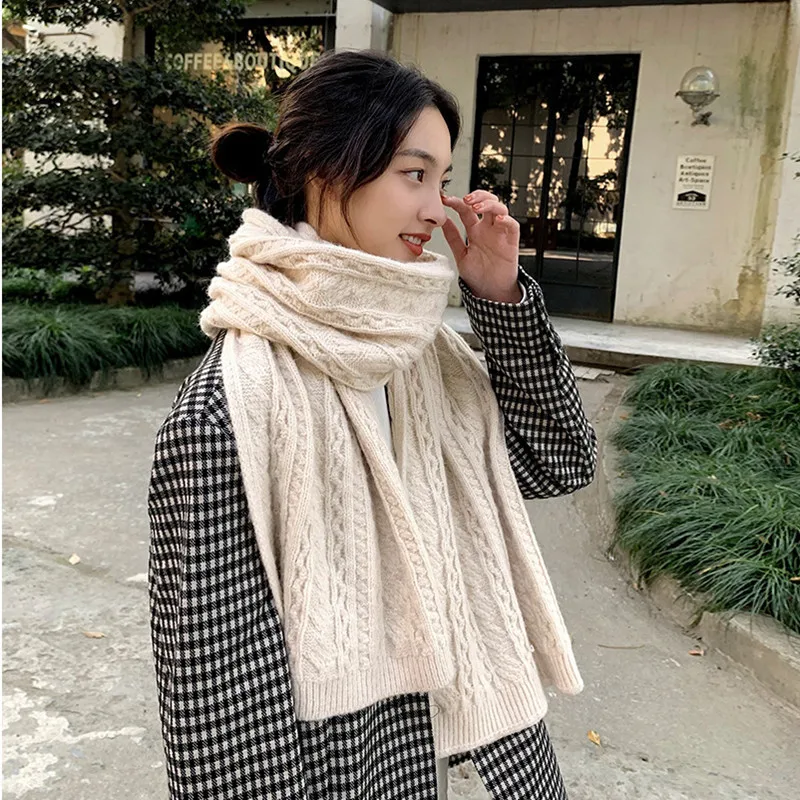 Женский вязаный шарф Johnature, однотонный мягкий теплый повседневный шарф в Корейском стиле, 2 цвета, для зимы, 2021 от AliExpress WW