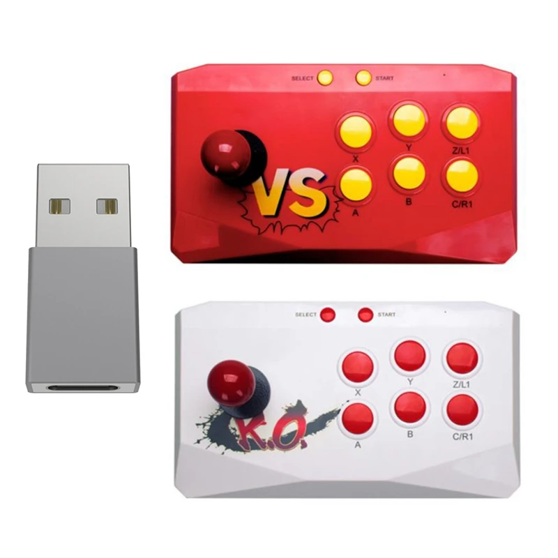 

1 Pcs USB Audio Adapter High-Speed Data Transfer Charging Converter & 1 Pcs 2 Players Video Game Arcade Stick
