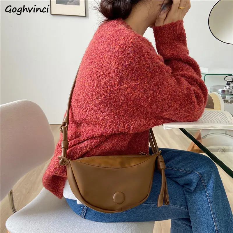 

PU Leather Crossbody Bags Women Hobos Solid Harajuku Tender Zipper Adjustable Strap All-match Versatile Office Ladies Fashion