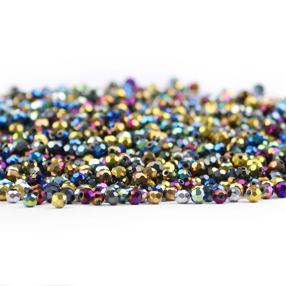 

HGKLBB, 200 шт., граненый австрийский хрусталь, 3 мм, цветное покрытие, Круглый, свободный, стеклянные бусины, украшения, для изготовления браслето...