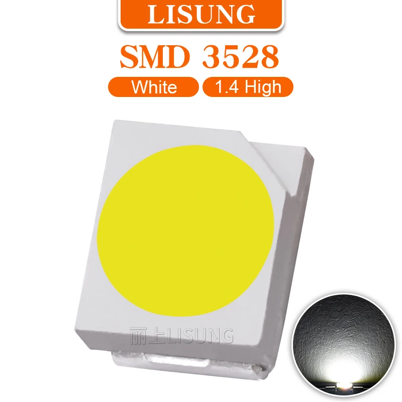 

100 шт./пакет 3V 3528 Led SMD SMT 1210 6500K белый светильник излучающий диод светодиодный чип Набор Diy Ket 3,5*2,8*1,4 мм