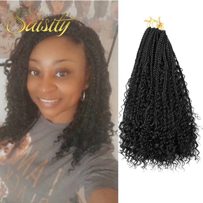 

Synthetic Crochet Hair Goddess Box Braids Curly Ends Bohemian 3X Crochet Braids Pre Looped Bohe Ombre Braiding Hair Extension