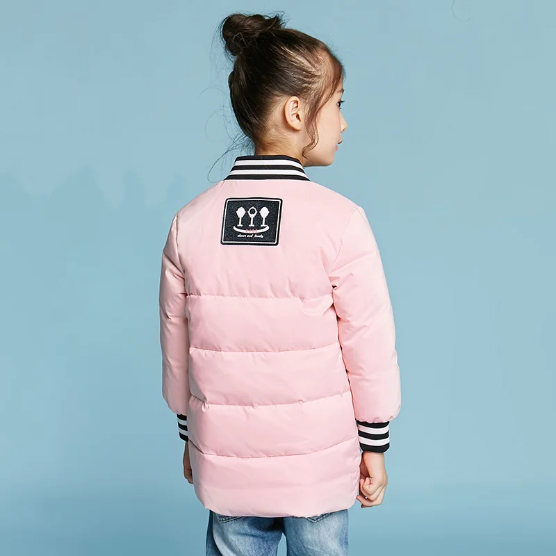 

CHERICOM new children's clothing down jacket mid-length boys and girls baseball patch embroidered letter printing children