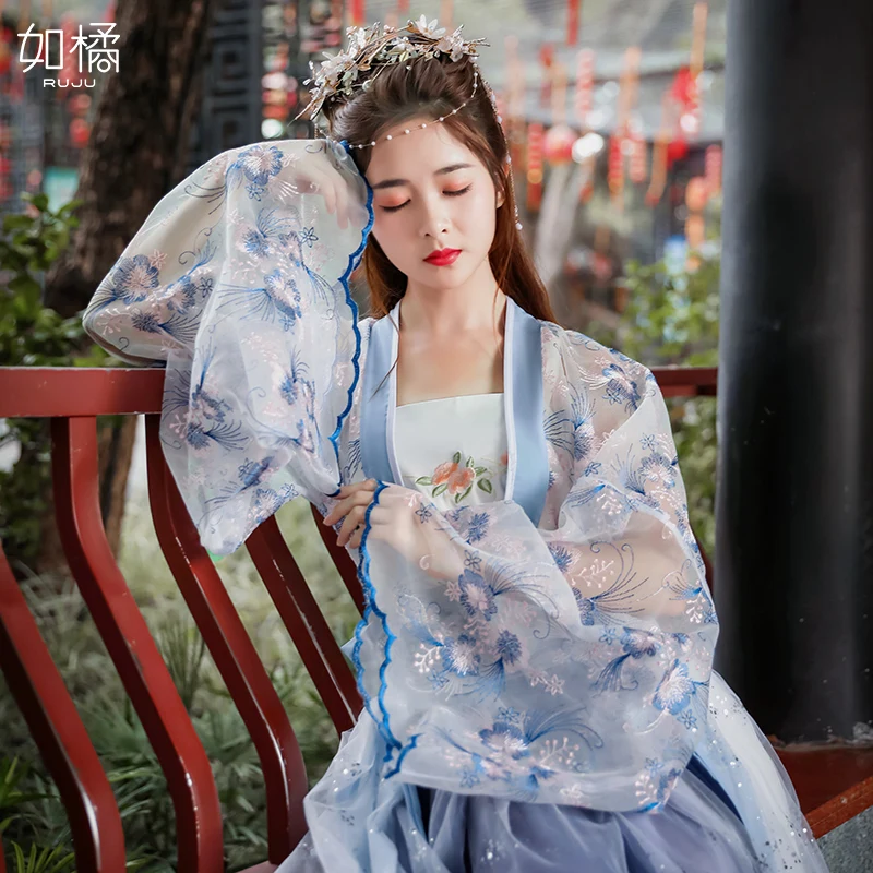 Традиционный Hanfu Женский китайский костюм Тан древний костюм юбка Феи Восточный элегантный одежда принцессы для косплея DL4455