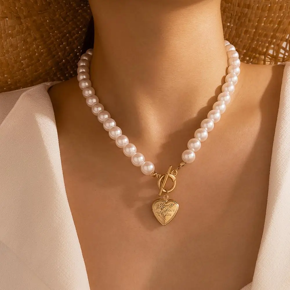 

Tocona Luxury Pearl Stone Shell Pendant Necklace for Women Summer Star Heart Chain Choker Necklace Bohemian Jewelry Gift