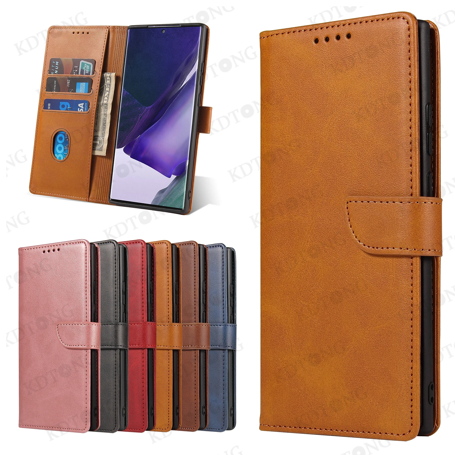 

Luxury Flip Leather Phone Case For Samsung Galaxy NOTE 8 9 10 20 PLUS PRO LITE ULTRA Invisible Bracket Shockproof Cover Coque