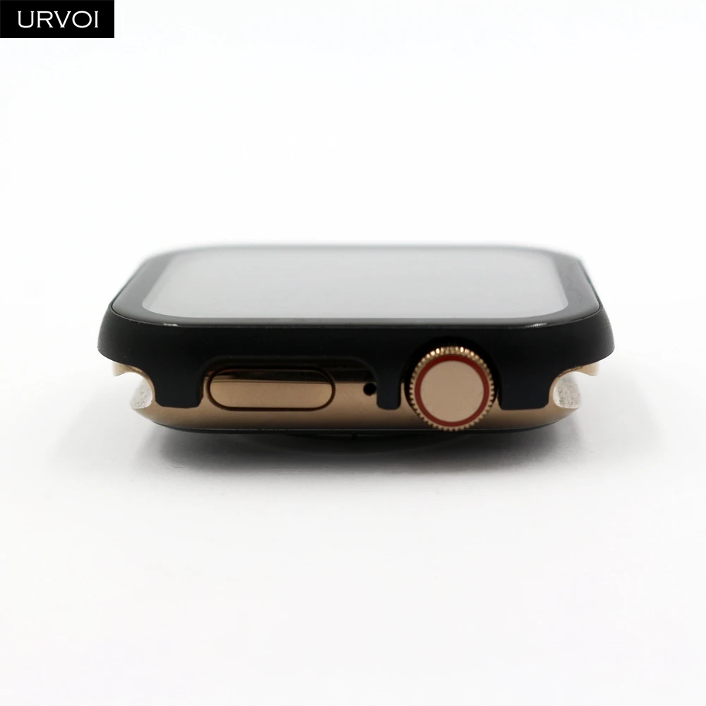 Металлический Чехол URVOI для apple watch series 5 4 3 2 1, чехол с закаленным стеклом для iwatch 40 мм 44 мм, жесткая рамка, алюминиевый бампер