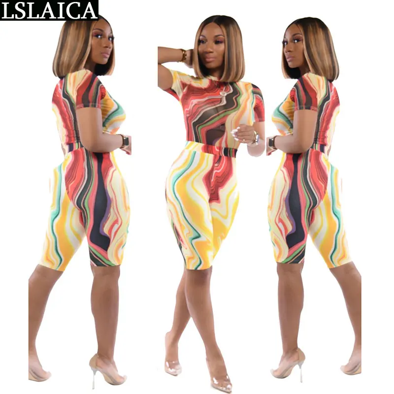 

Fashion women sets Fitness Tracksuit Digital print Workout Women Two Pieces Sets Female Sport short Sleeve Knee length Leggings