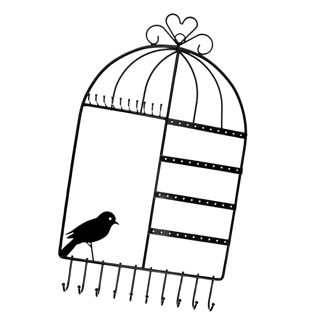 

Bird-cage Metal Wire Earring Holder Jewelry Organizer Hanger Display Stand