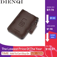 dienqi men leather aluminum card wallet slim business cardholder wallet vintage smart card key luxury credit card holder case