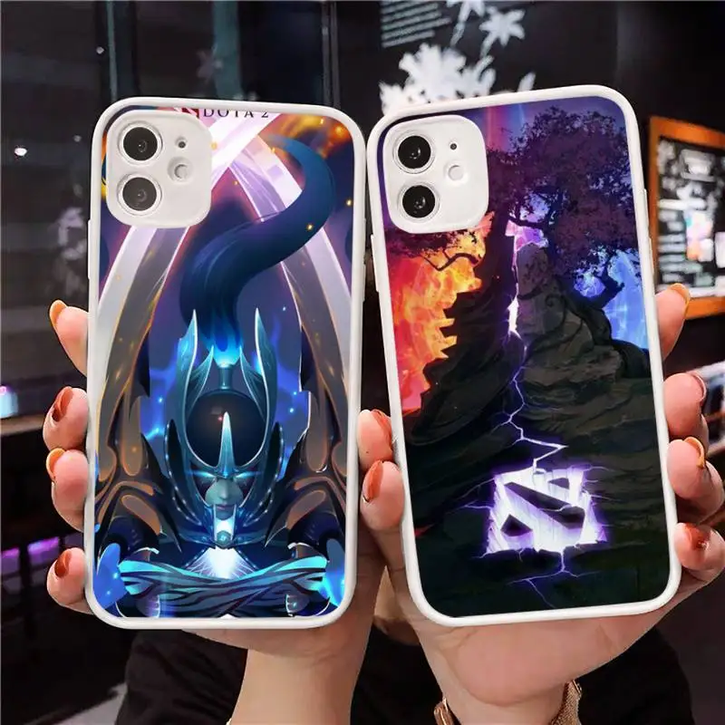 

Dota Phone Case For iPhone 12 11 Mini Pro XR XS Max 7 8 Plus X Matte transparent White Cover