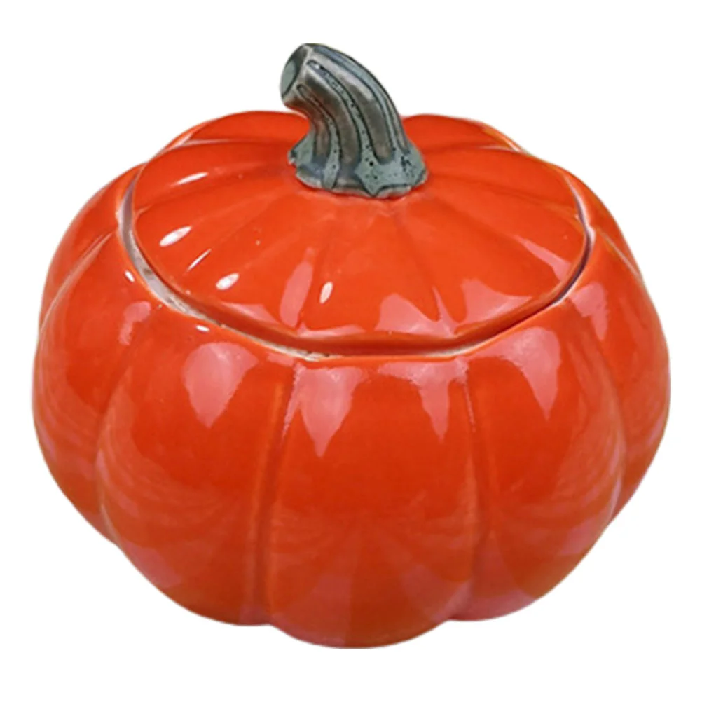 

1Pc Orange Pumpkin Shape Design Ceramic Tea Storage Container for Home