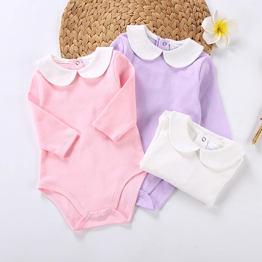 Боди для новорожденных девочек базовый комбинезон с воротником Питер Пэн и