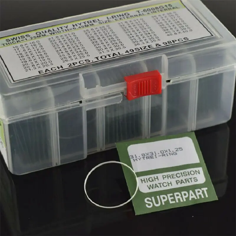

98pcs Waterproof O-ring Gasket For 1.5mm Thick Round Watch Glass Crystal Repair 49 Sizes from 16.8mm to 36.3mm