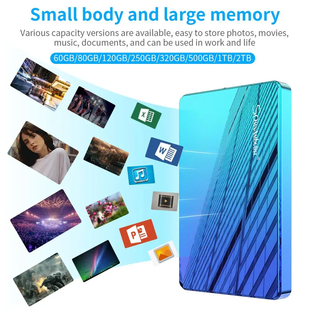 Портативный внешний жесткий диск SOMNAMBULIST 2 5 дюйма USB2.0 1 ТБ/500 Гб/320 ГБ/750 Гб/250 ГБ для
