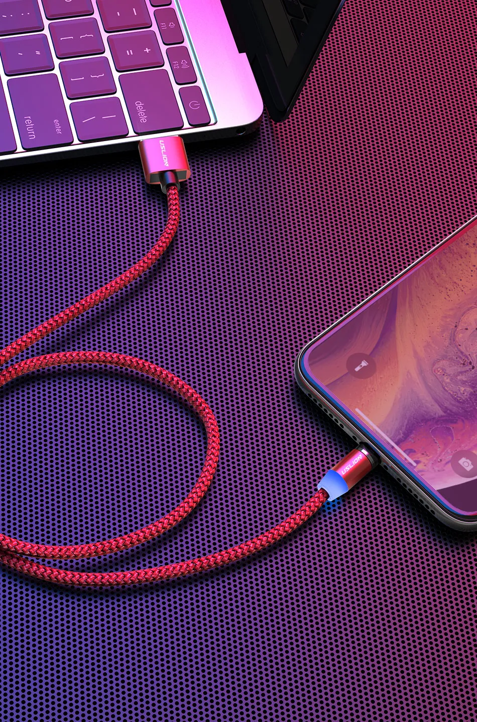 USLION USB кабель для быстрой зарядки Магнитный USB кабель для iPhone type-C зарядный кабель для Xiaomi Note 10 Micro USB Магнитный кабель