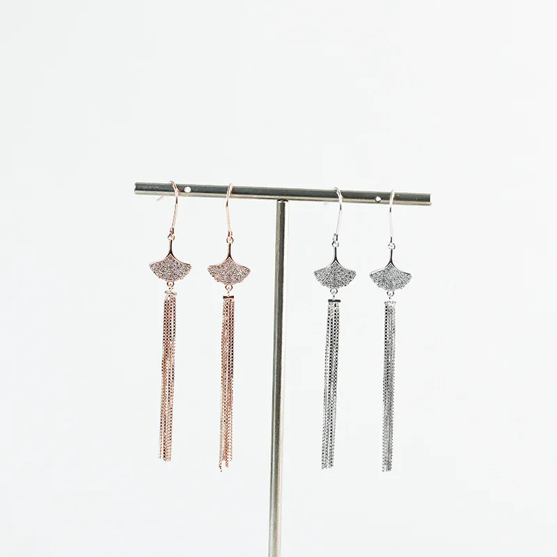 Маленькая юбка бахрома серьги для женщин кубический циркон серебро 925 классика