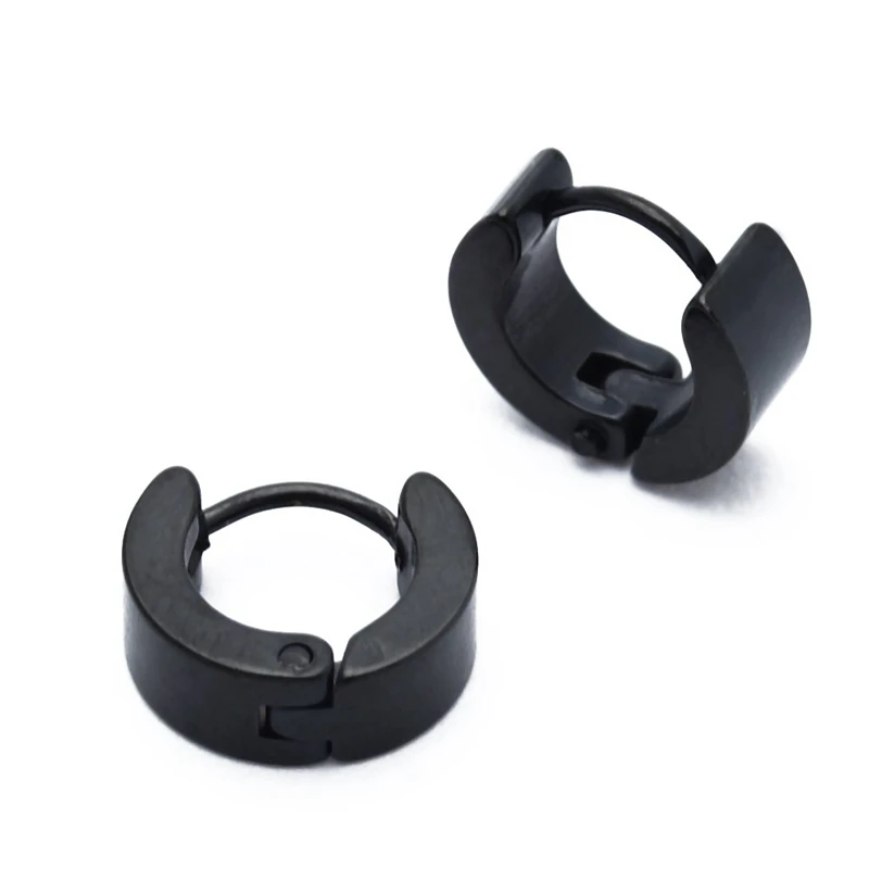 

Мужские кольца Huggie серьги из титановой стали 4 мм x 7 мм черного цвета