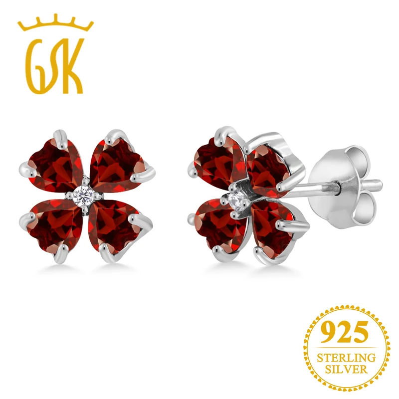GemStoneKing 2 67 карат в форме сердца натуральный красный гранат серьги из