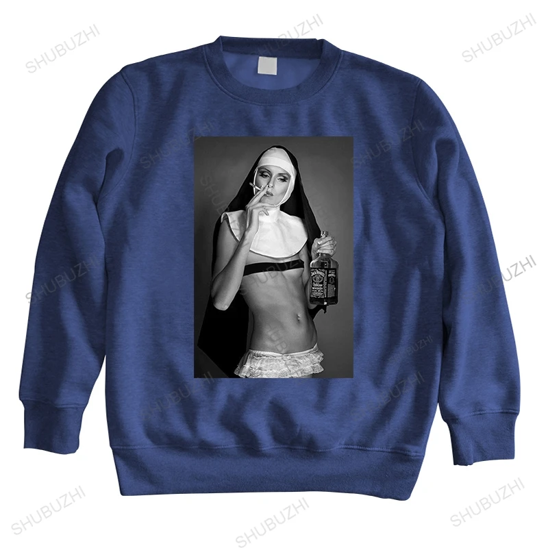 

Мужская Осенняя хлопковая толстовка с принтом, черная толстовка с принтом для курения монахини, крутая дизайнерская толстовка унисекс, Мод...