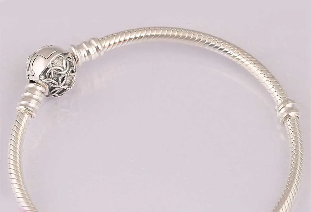 

100% 925 Sterling Silver Bracelet Sparkling Heart Bangle Bracelet Gift Set Fit European Charms Diy Jewelry