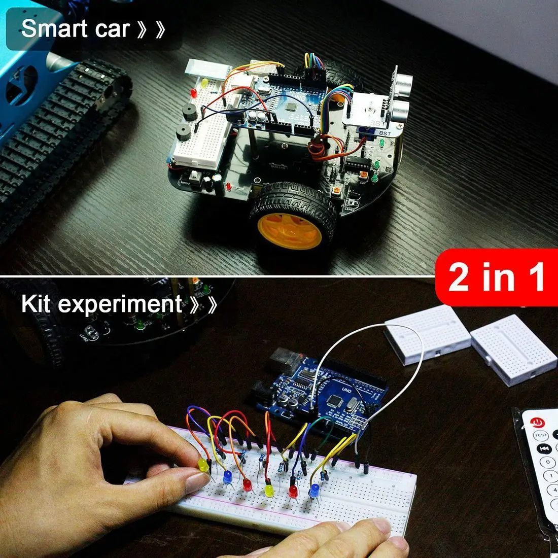 Rowsfire 2-в-1 стартовый супер-умный интеллигентая(ый) Robot Car в комплекте с обучающим руководством программируемый стволовых игрушки для Arduino с стерлингового серебра для R3 материнская плата
