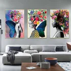 Картина на холсте с абстрактными крыльями бабочки и цветами, настенные картины, плакаты для украшения гостиной, домашний декор