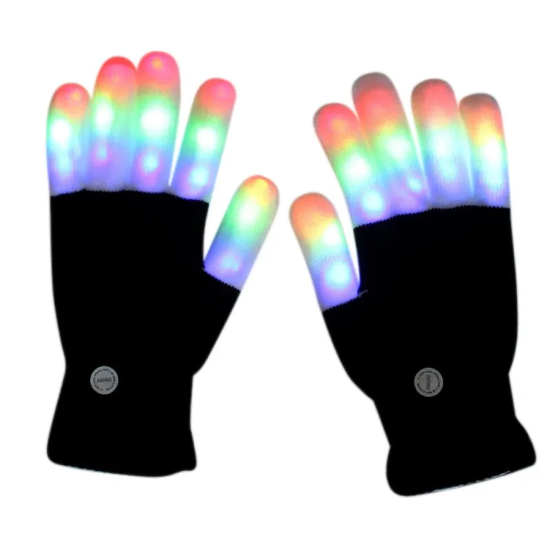 5 Christmas LED Flashing Gloves Winter Novelty Party Glow Party Supplies Glowing Gloves 7 Mode Light Up - Цвет: 5