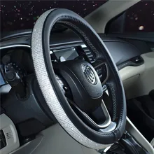 Fashion Colorful Drill Silver Diamond Rhinestones Crystal Car Steering Wheel Cover PU Leather Auto Accessories Case Car Styling