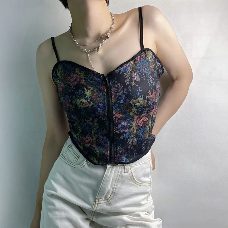 Женский цветочвечерние укороченный топ с открытой спиной и лямкой на шее |