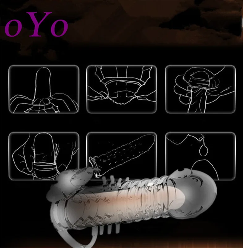 Oyo расширения презерватив-удлинитель пениса с длинным рукавом Мужской Увеличить