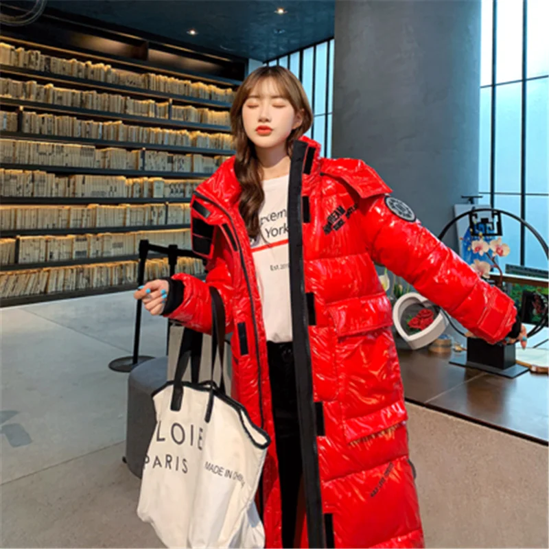 

Bright face down padded Coat women long style 2020 winter new fashion trendy bread Cotton jacket Thick Warm Parka Female M126