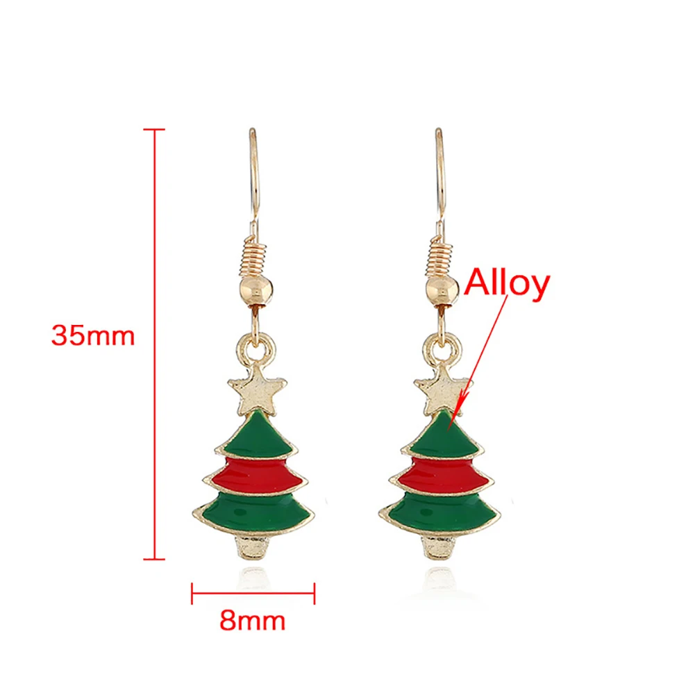 2 шт. Для женщин Эмаль Рождественская елка кулон ожерелье серьги на крючках