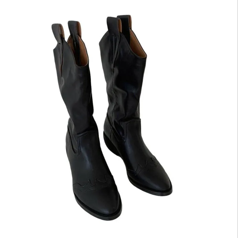 

Women's bottomed flat boots, soft bottom comfortable woollen line Martin boots,handmade Institute women's boots