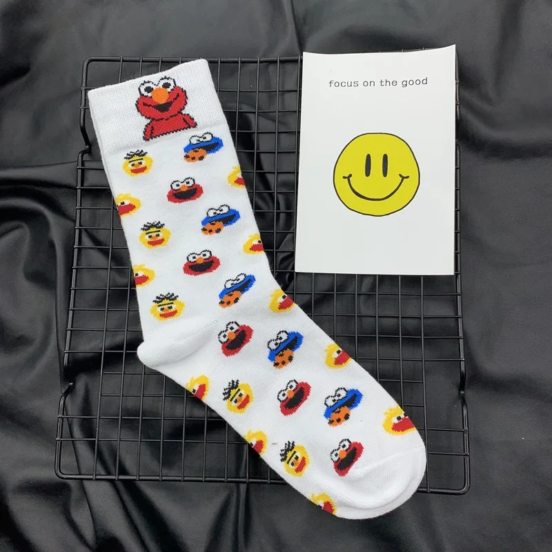 Sesame Street Cartoon Cosplay Socks Elmo Cookie Monster Novelty Funny Cute Kawaii Women Sock Winter Comfortable Cotton | Женская одежда