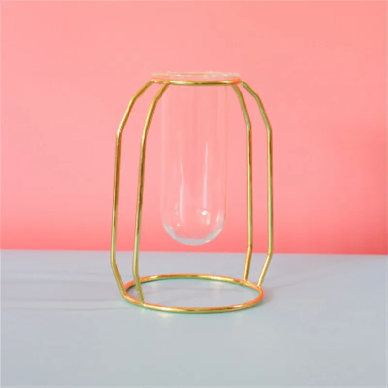 Nordic ins metal iron water culture container glass test tube vase creative home living room flower stand decoration | Дом и сад
