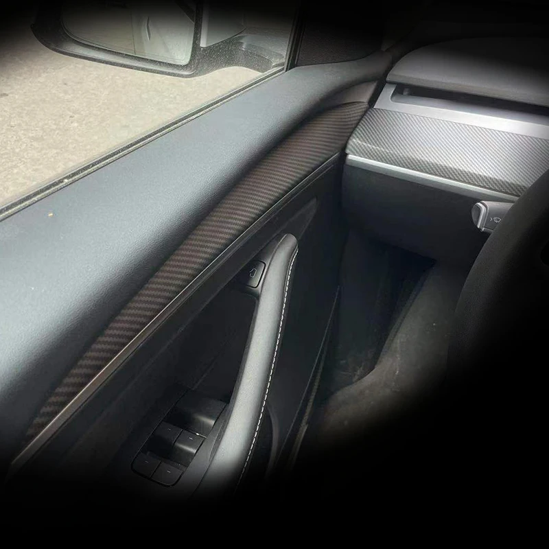 

2Pcs Matte Carbon fiber back for Tesla Model 3 2021 Door decoration Patch Protective Decoration Cover accessories Model Y 2021