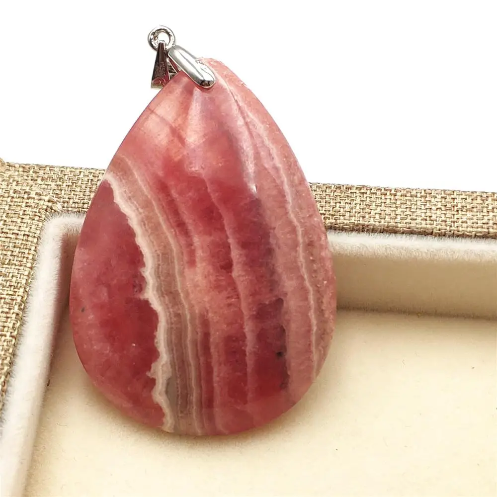 Высокое качество натуральный розовый красный родохрозит кулон 41x29x8 мм капли воды