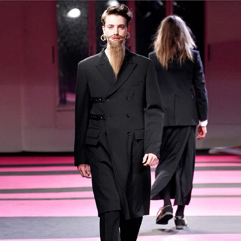 S ~ 6XL! Новая мужская одежда на заказ костюм Yamamoto для выступлений сцене двубортный