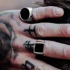 Мужские готические кольца в стиле панк, кольца на палец с круглым квадратным верхом и штампом, ювелирные изделия для крупных мальчиков, подростков, рок