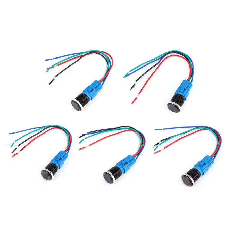 2 комплекта 5-контактный разъем 16 мм 12VDC переключатель пуш-ап Мощность кнопка