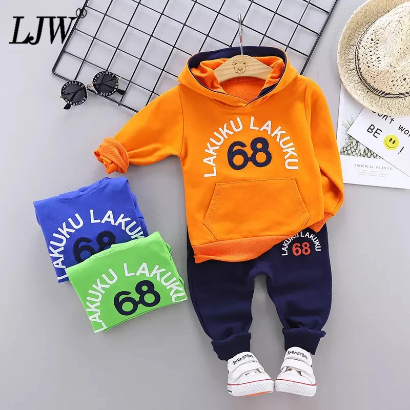 

Infantil Kids Clothes Baby Boys Costume 68 Letter Tracksuit Hooded Tops Pants 2PCS Children Clothing Set fall Boys Outfits girls